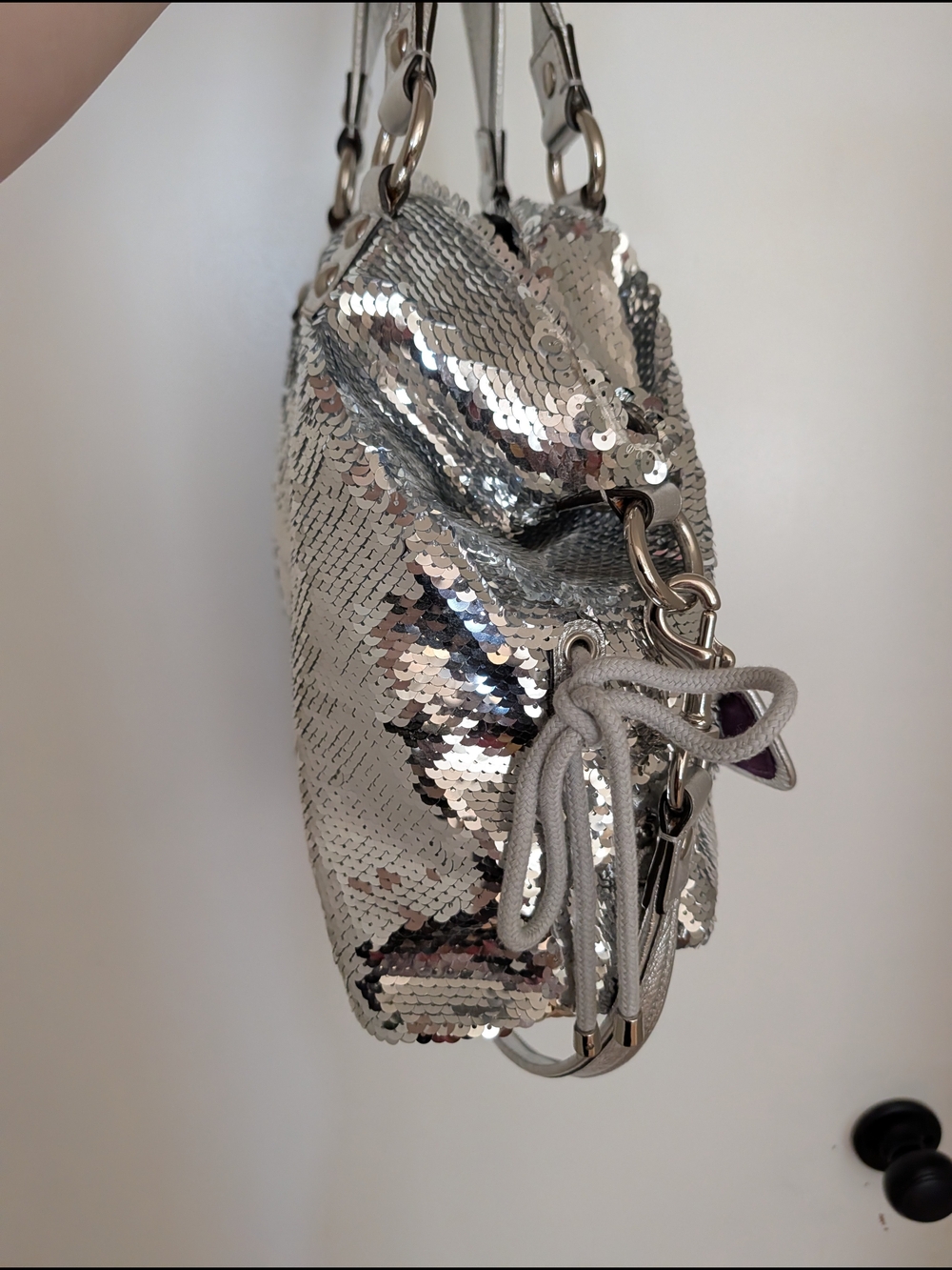Coach Silver Sequin Poppy Vintage Purse Bag - Picture 5 of 6